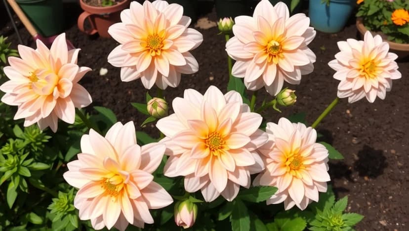 Café au lait dahlia växer vackert i din trädgård